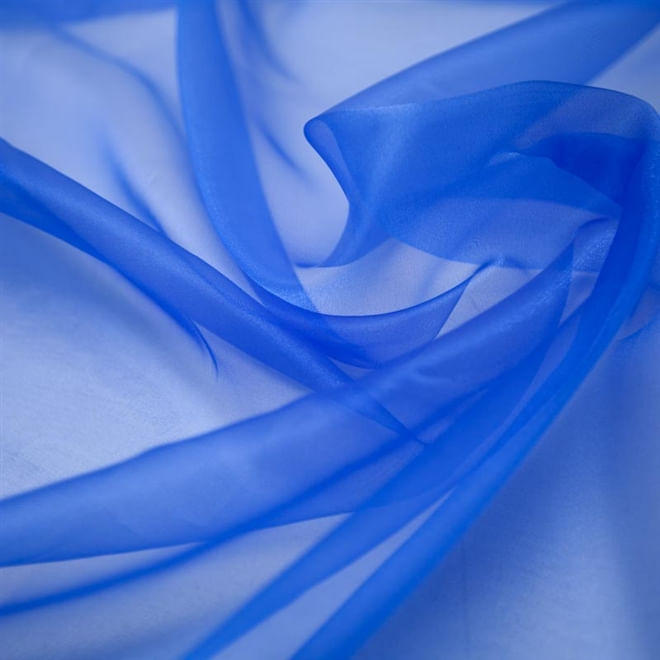 Tecido organza cristal azul royal claro