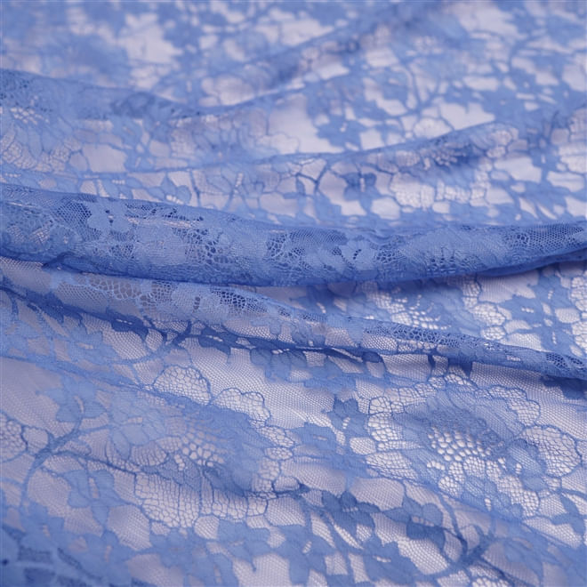 Tecido renda chantilly azul celeste - und 160cm x 150cm