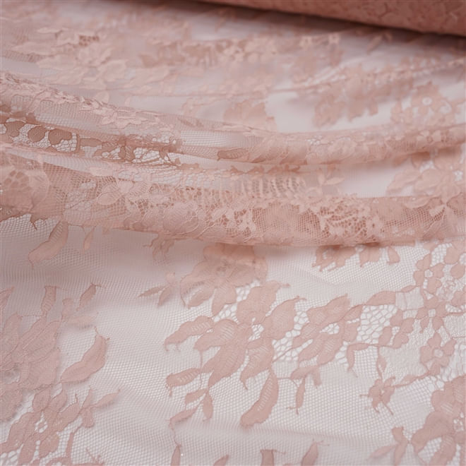 Tecido renda chantilly rosê - und 150cm x 150cm