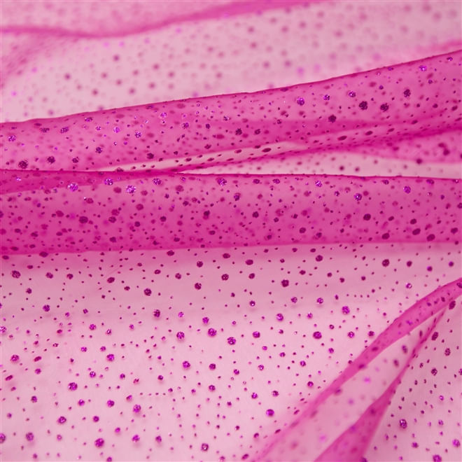 Tecido organza com glitter pink fucsia