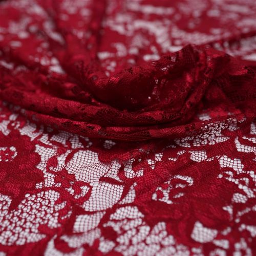 Tecido renda vermelho cereja