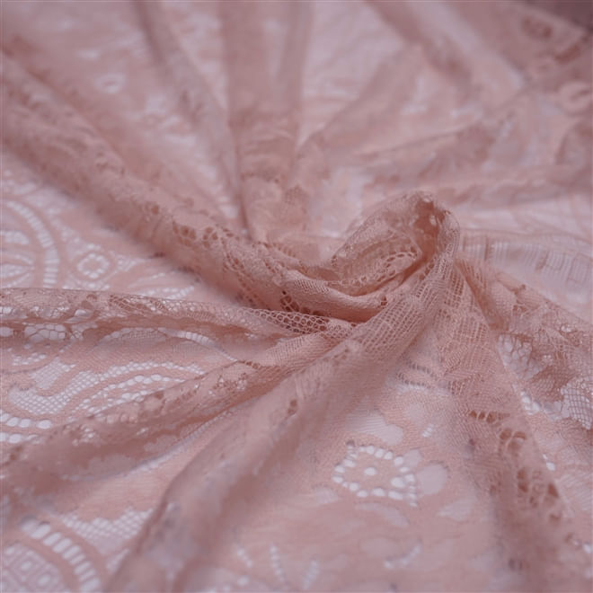 Tecido renda chantilly rosê - und 160cm x 150cm