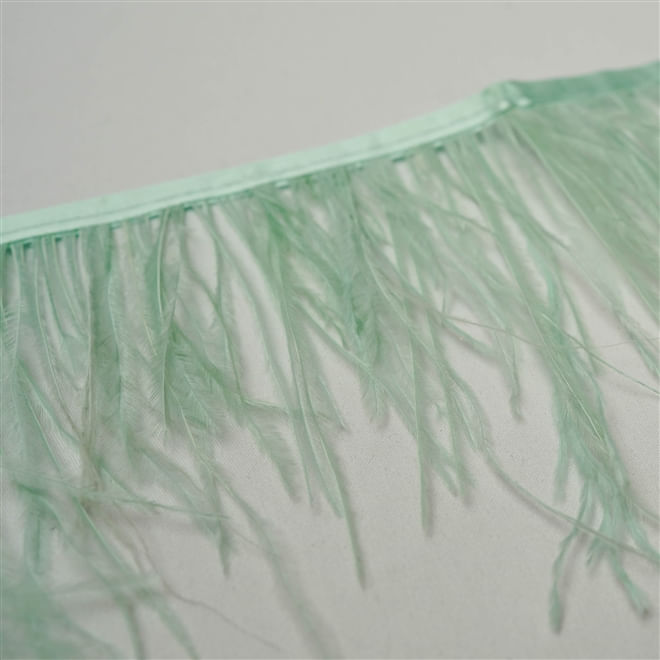 Tecido pluma de avestruz 2 fios verde menta - larg 10/13cm
