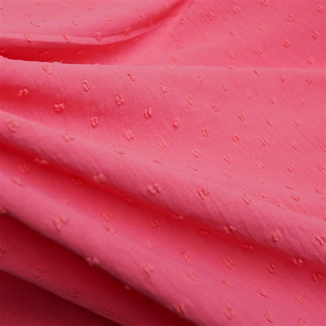 Tecido crepe summer poá rosa coral