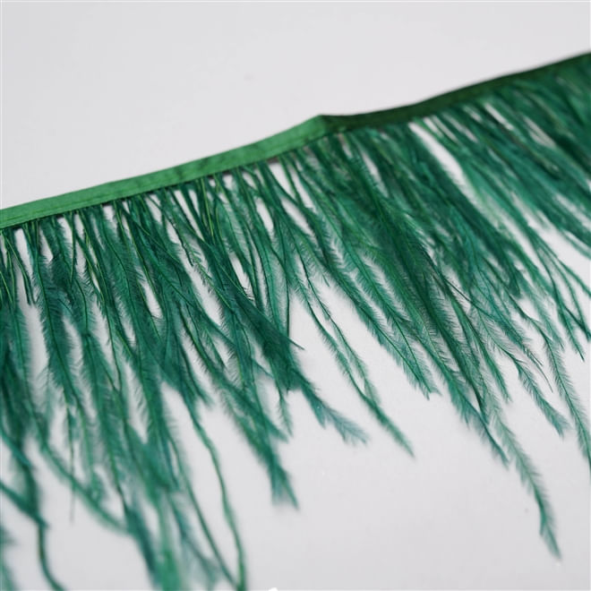 Tecido pluma de avestruz 2 fios verde escuro - larg 10/13cm