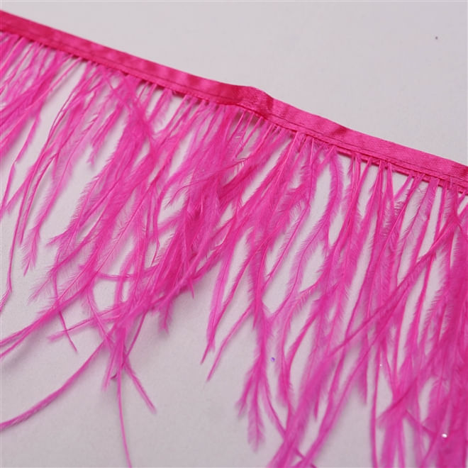 Tecido pluma de avestruz 2 fios pink chiclete - larg 10/13cm