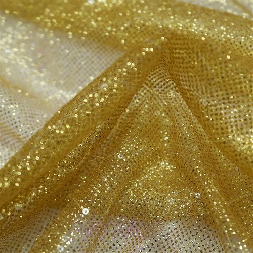 Tecido tule com glitter paetizado dourado