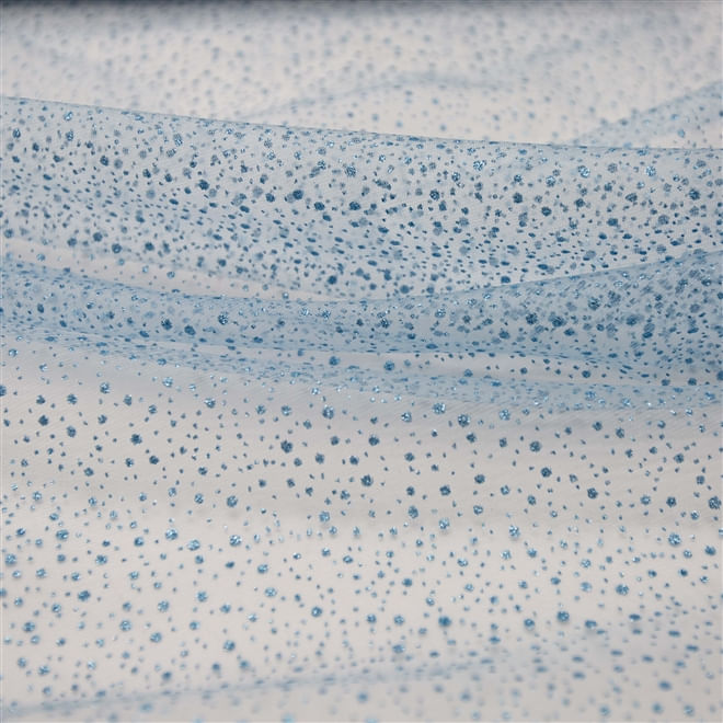 Tecido tule com glitter (explosão) azul bebê