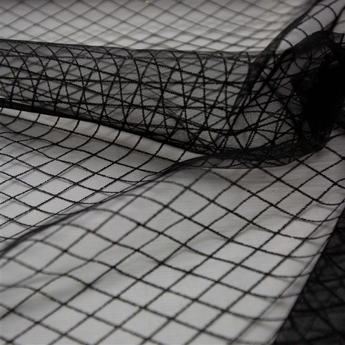 Tecido tule com glitter xadrez preto