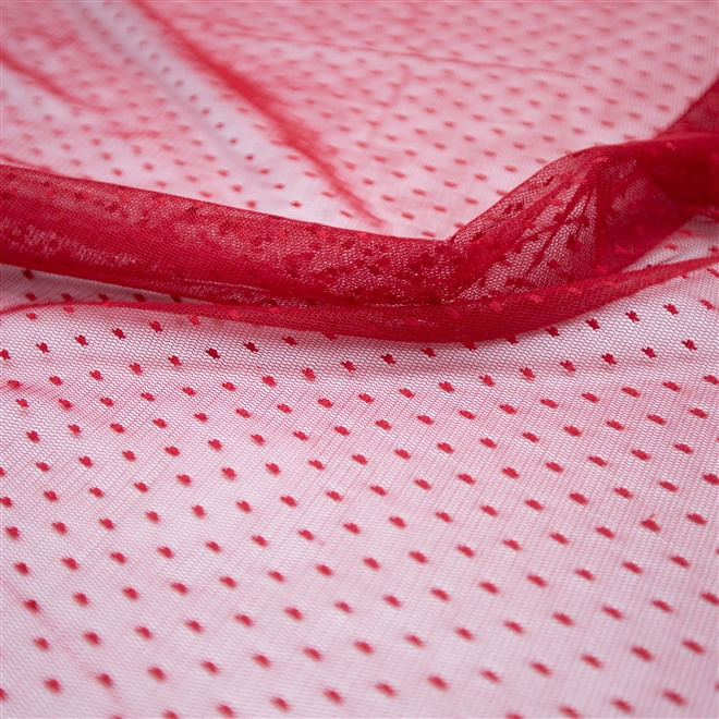 Tecido tule point sprit (poá) vermelho