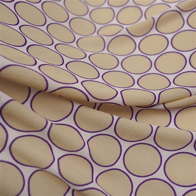 Tecido musseline toque de seda estampado círculos