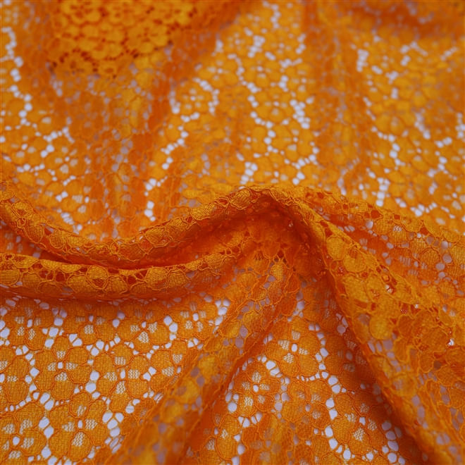 Tecido renda cordonê laranja