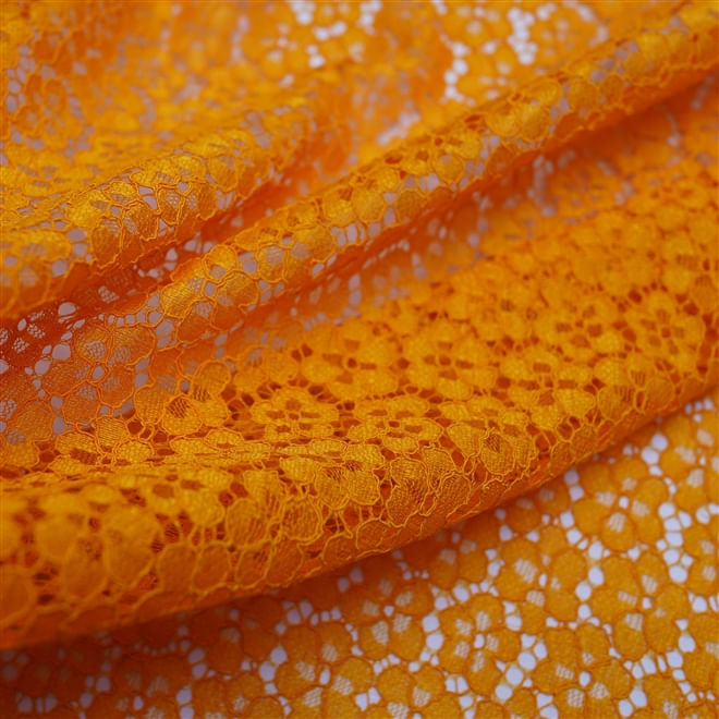 Tecido renda cordonê laranja