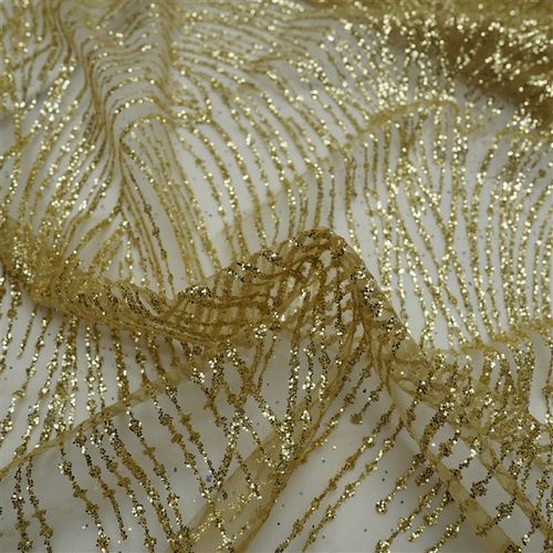 Tecido renda tule com glitter dourado