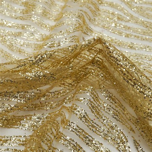 Tecido renda tule com glitter listras dourado