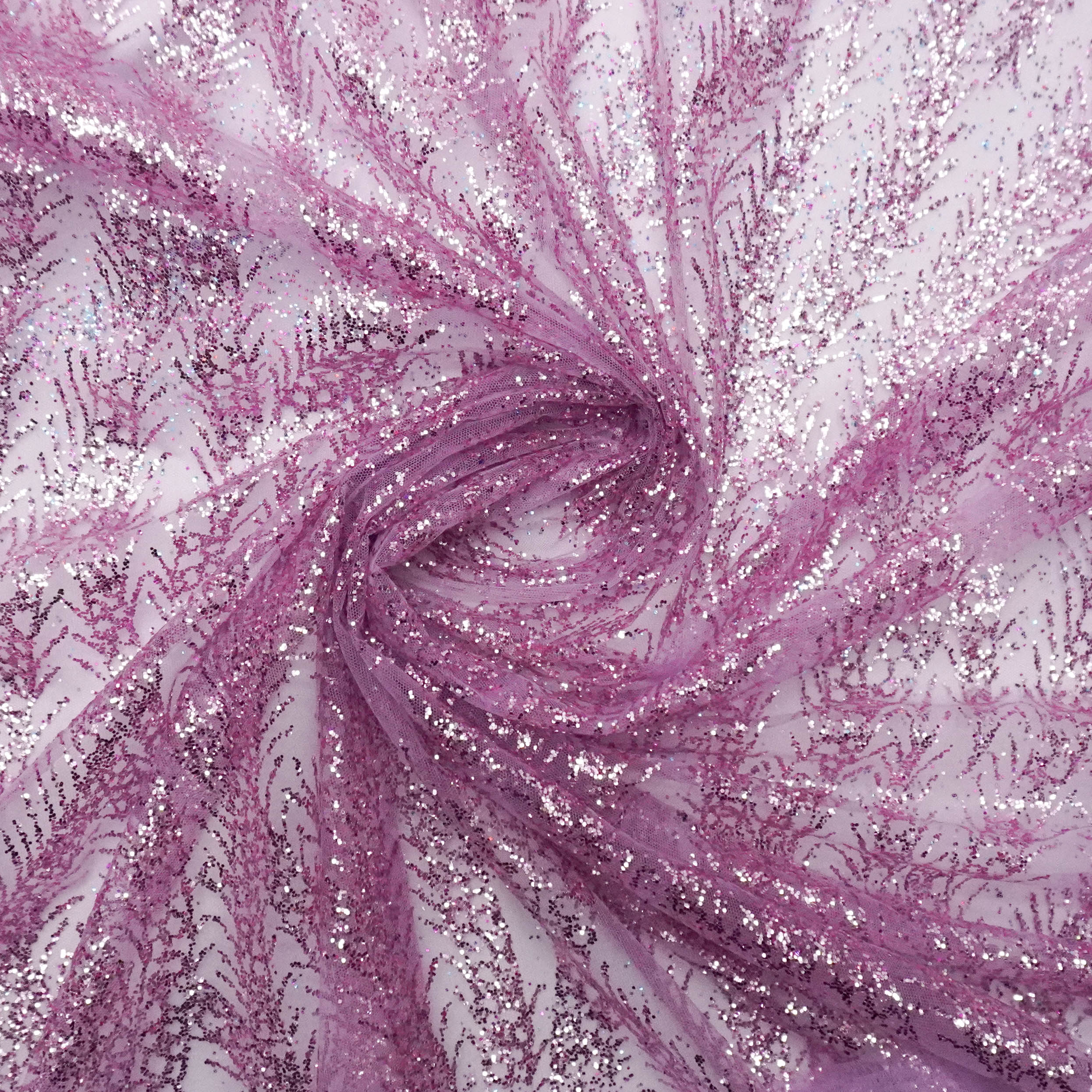 Tecido tule com glitter ramos lilás