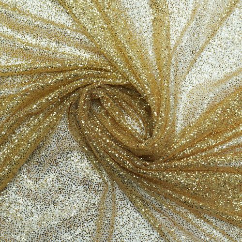 Tecido tule com glitter cheio dourado