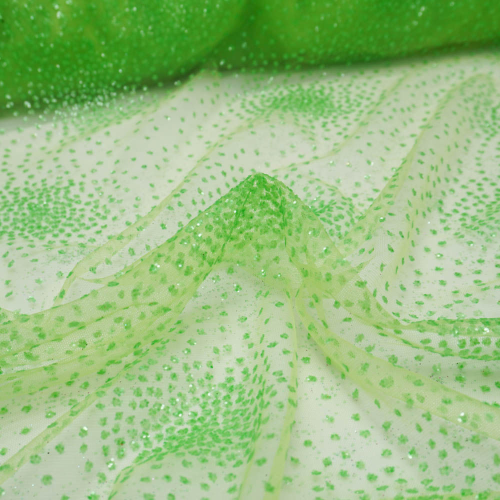 Tecido tule com glitter explosão verde lima