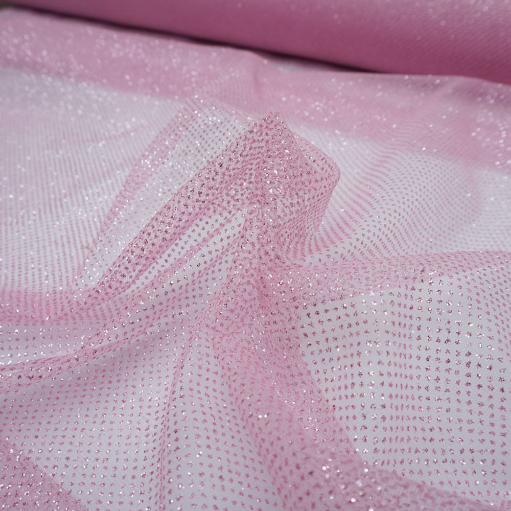 Tecido tule com glitter rosa