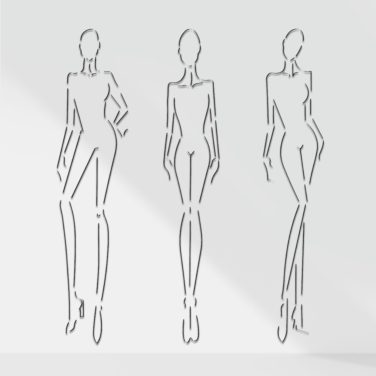 Réguas croqui desenho de moda Kit com 3 unidades corpo feminino