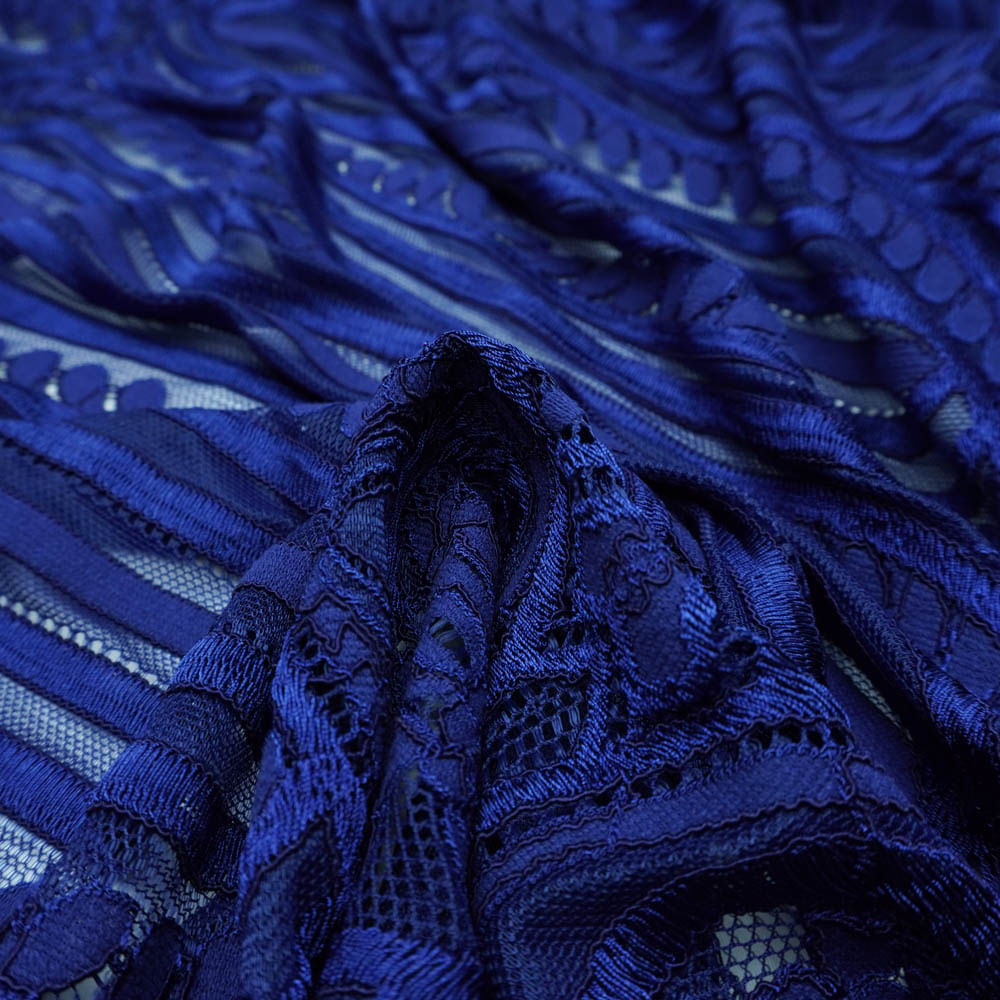 Tecido renda poliamida cordonê azul marinho - un 150cm x 150cm