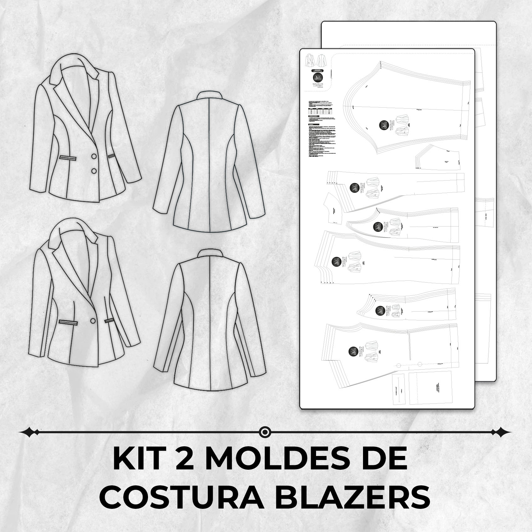 Kit 2 moldes de costura blazers by Marlene Mukai