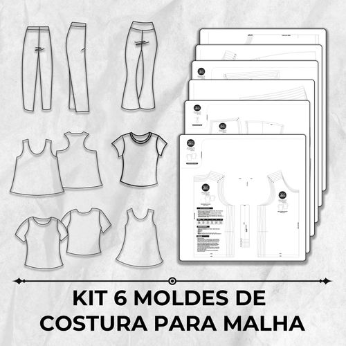 Kit 6 moldes de costura para malha by Marlene Mukai