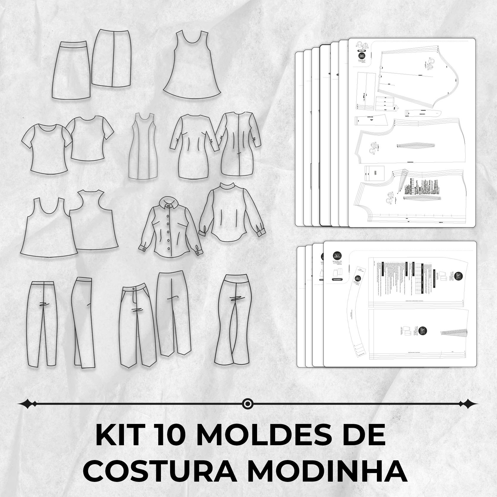 Kit 10 moldes de costura modinha by Marlene Mukai