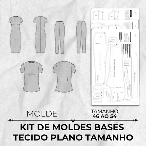 Kit de moldes Bases Tecido Plano tamanho 46 ao 54 by Wania Machado