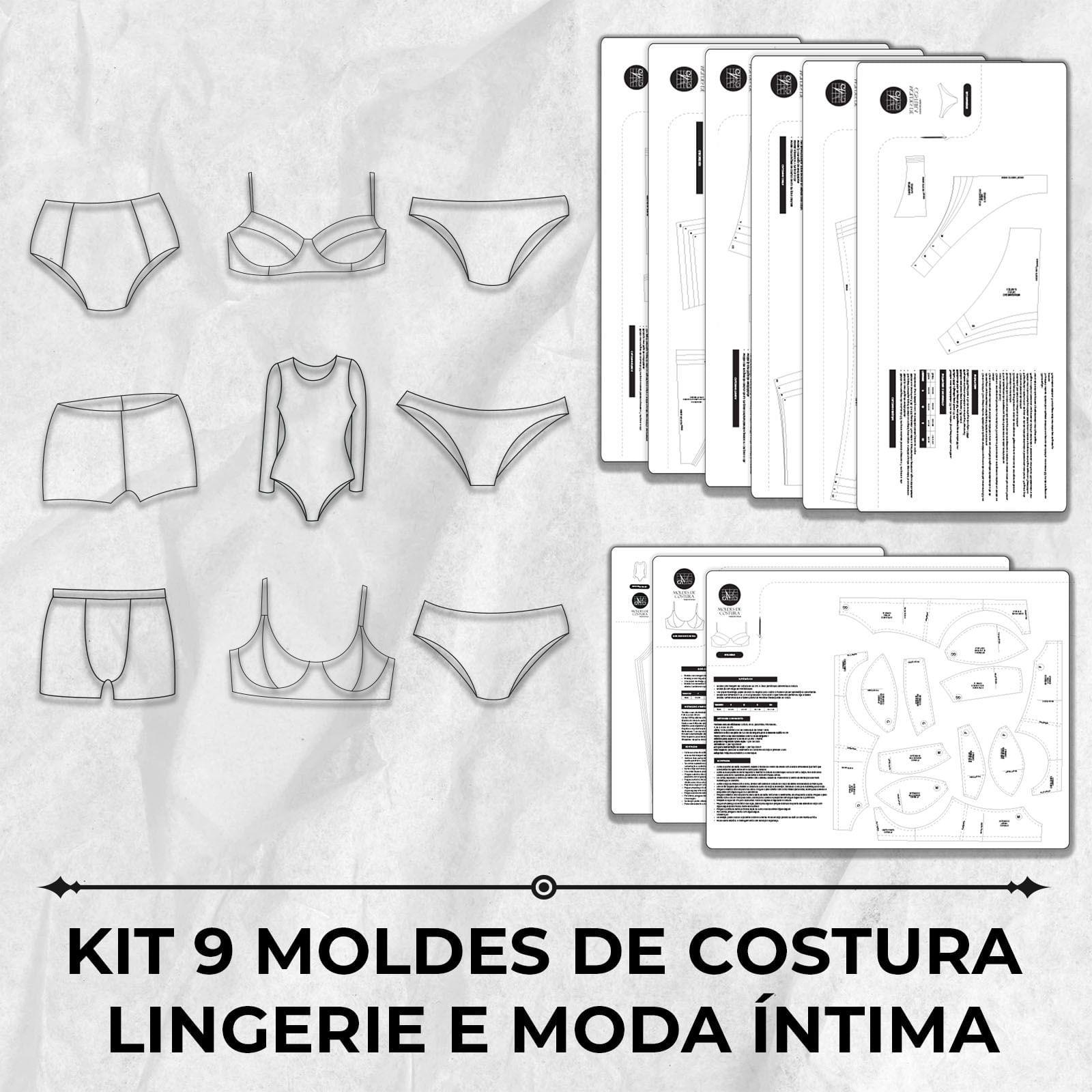 Kit 9 moldes costura lingerie e moda íntima by Marlene Mukai