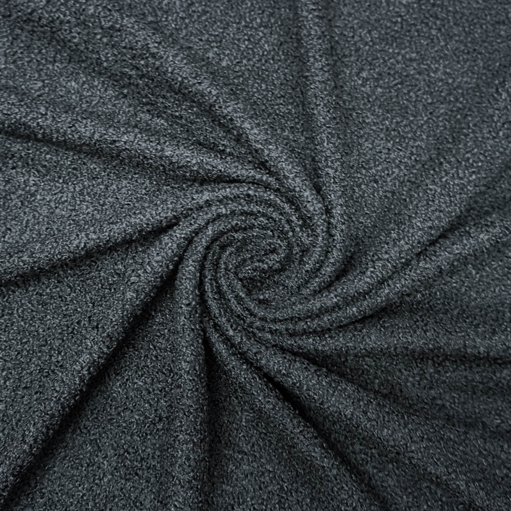 Tecido lã boucle preto
