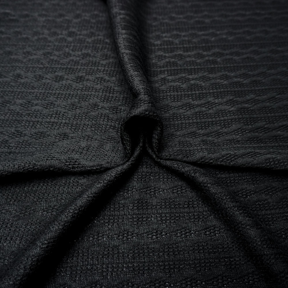 Tecido malha tricot jacquard preto