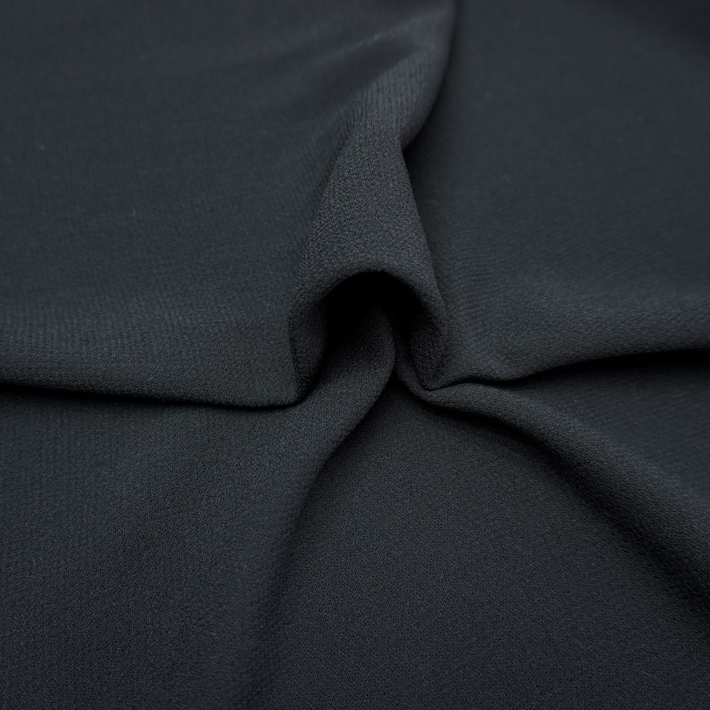 Tecido crepe de lã mista preto (tecido italiano legítimo)