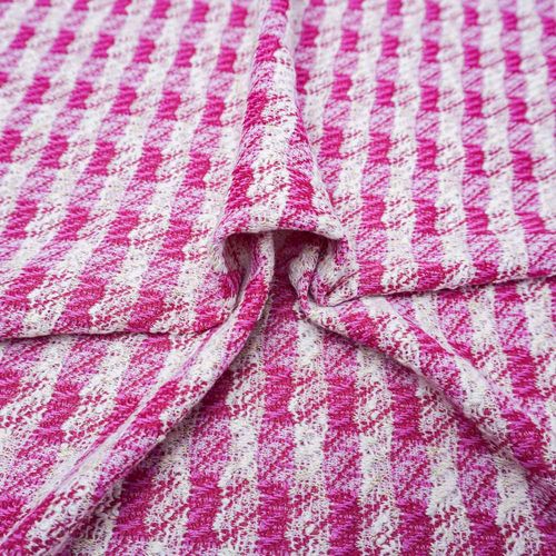 Tecido malha tweed pink fio metalizado