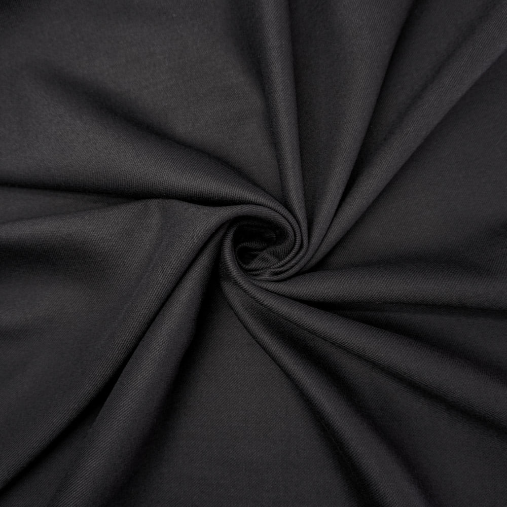 Tecido lã mista diagonal preto (italiano legítimo)