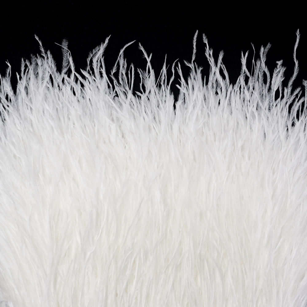 Tecido pluma de avestruz 2 fios off white - larg 10/13cm