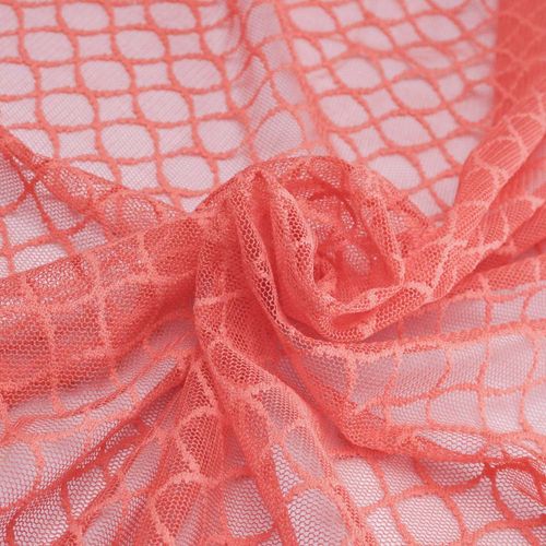 Tecido tule bordado jacquard coral