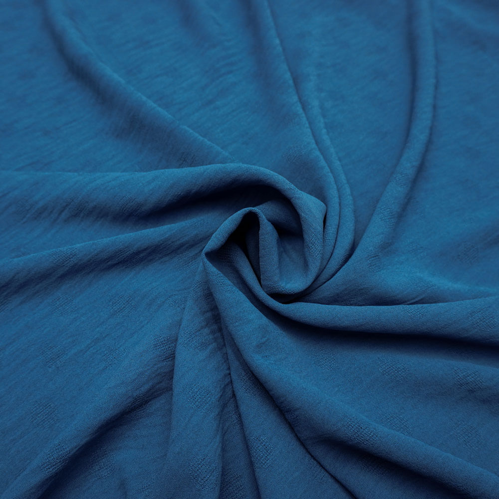 Tecido crepe summer jacquard poá azul cobalto