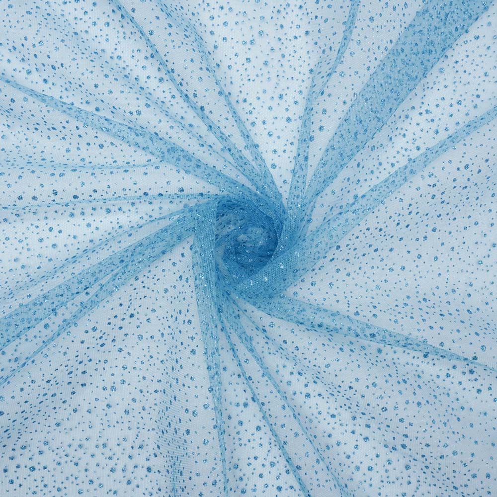 Tecido tule com glitter (explosão) azul