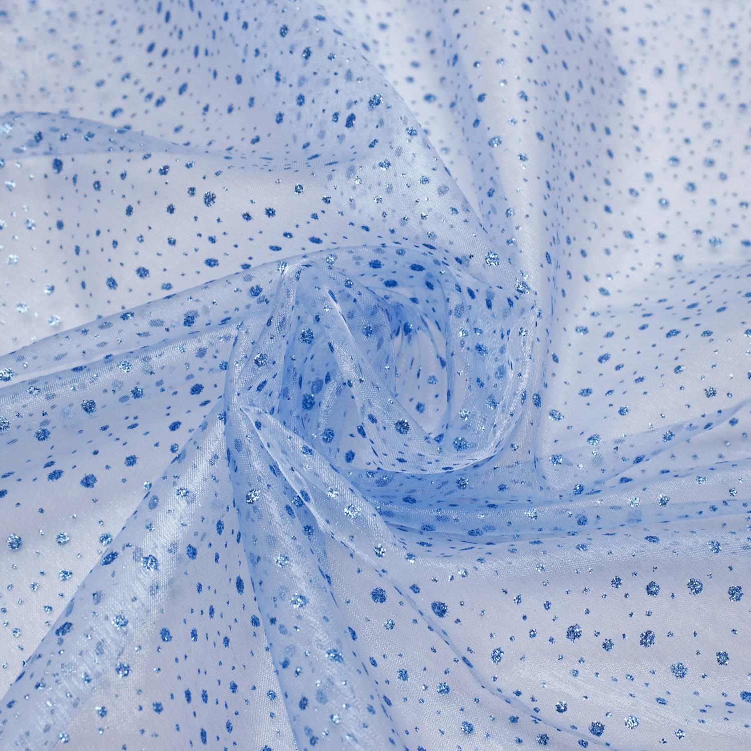 Tecido organza glitter azul bebê