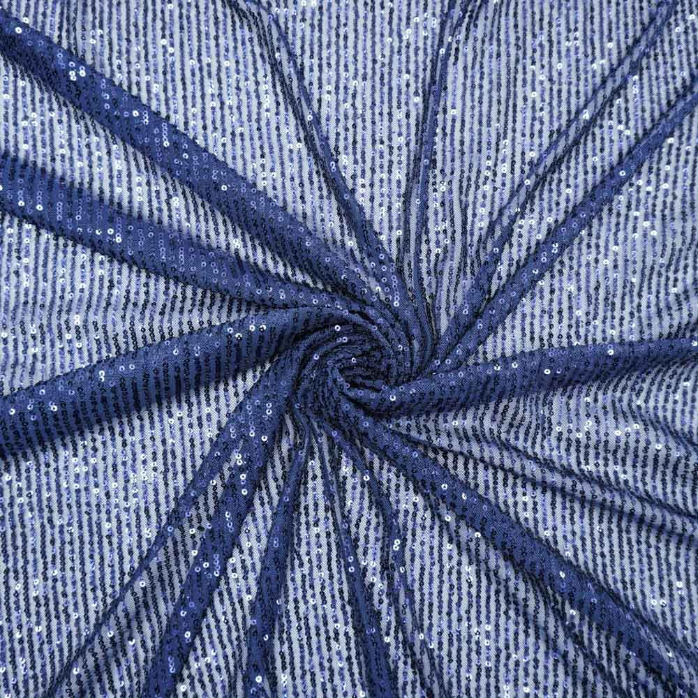 Tecido tule bordado paetê azul marinho