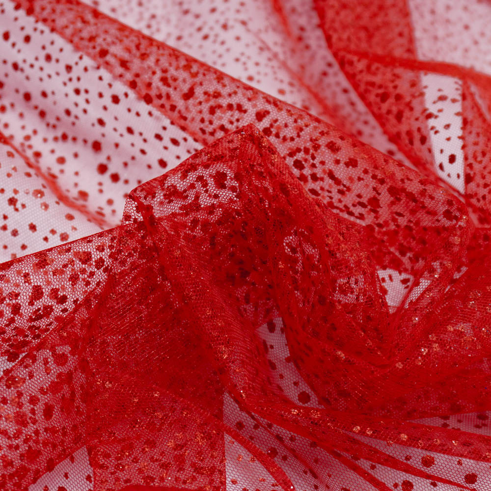 Tecido tule com glitter (explosão) vermelho