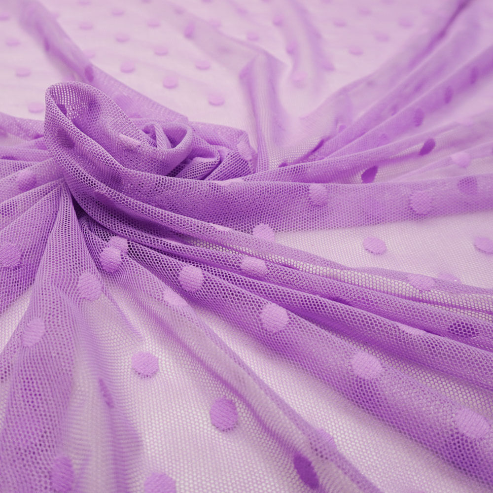 Tecido tule poá com elastano lilás