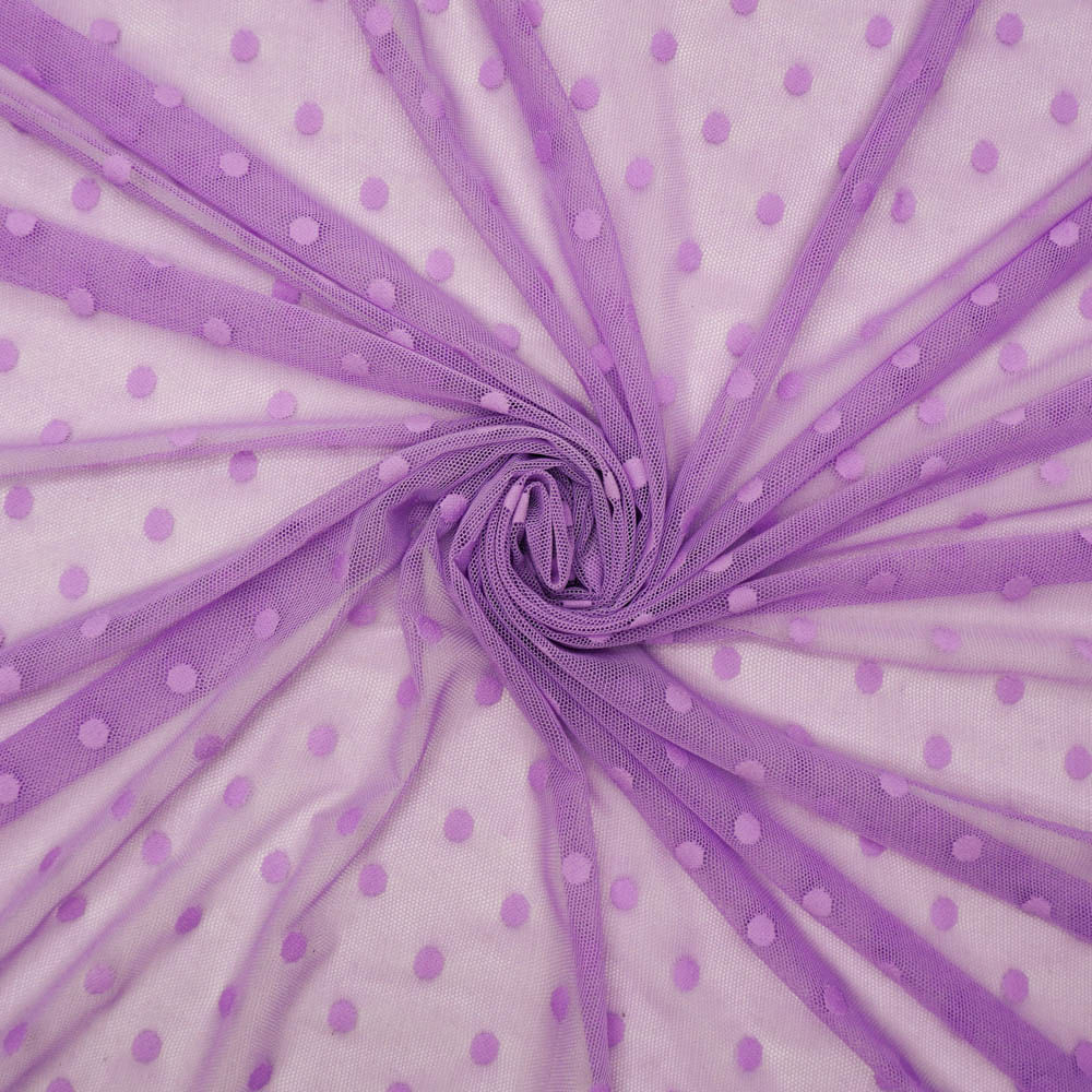 Tecido tule poá com elastano lilás