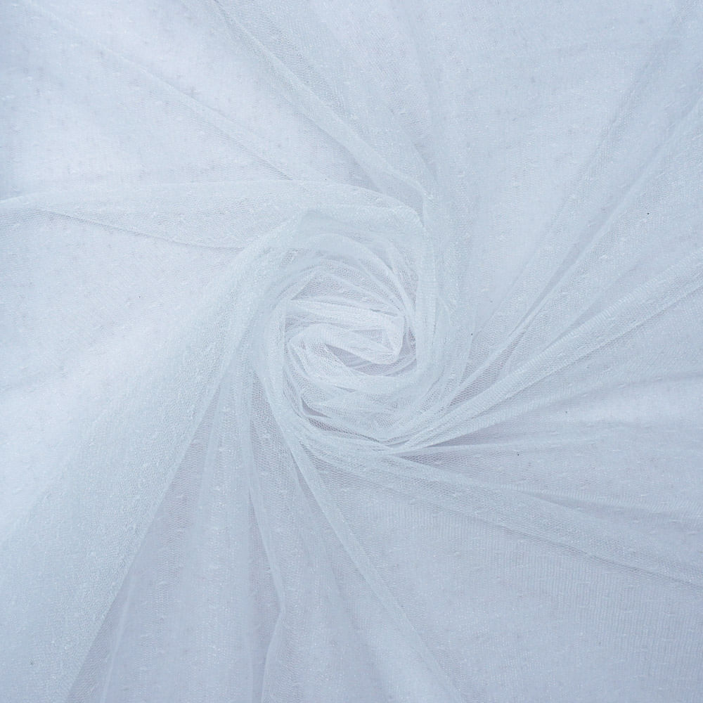 Tecido tulle point sprit com brilho branco und 115cm x 150cm