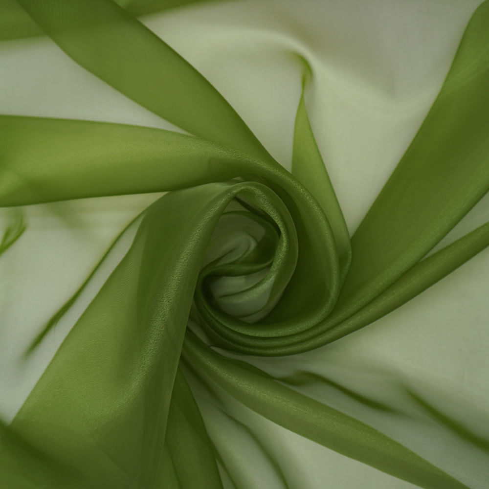 Tecido organza cristal verde oliva