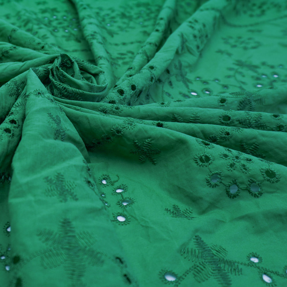 Tecido laise puro algodão verde bandeira