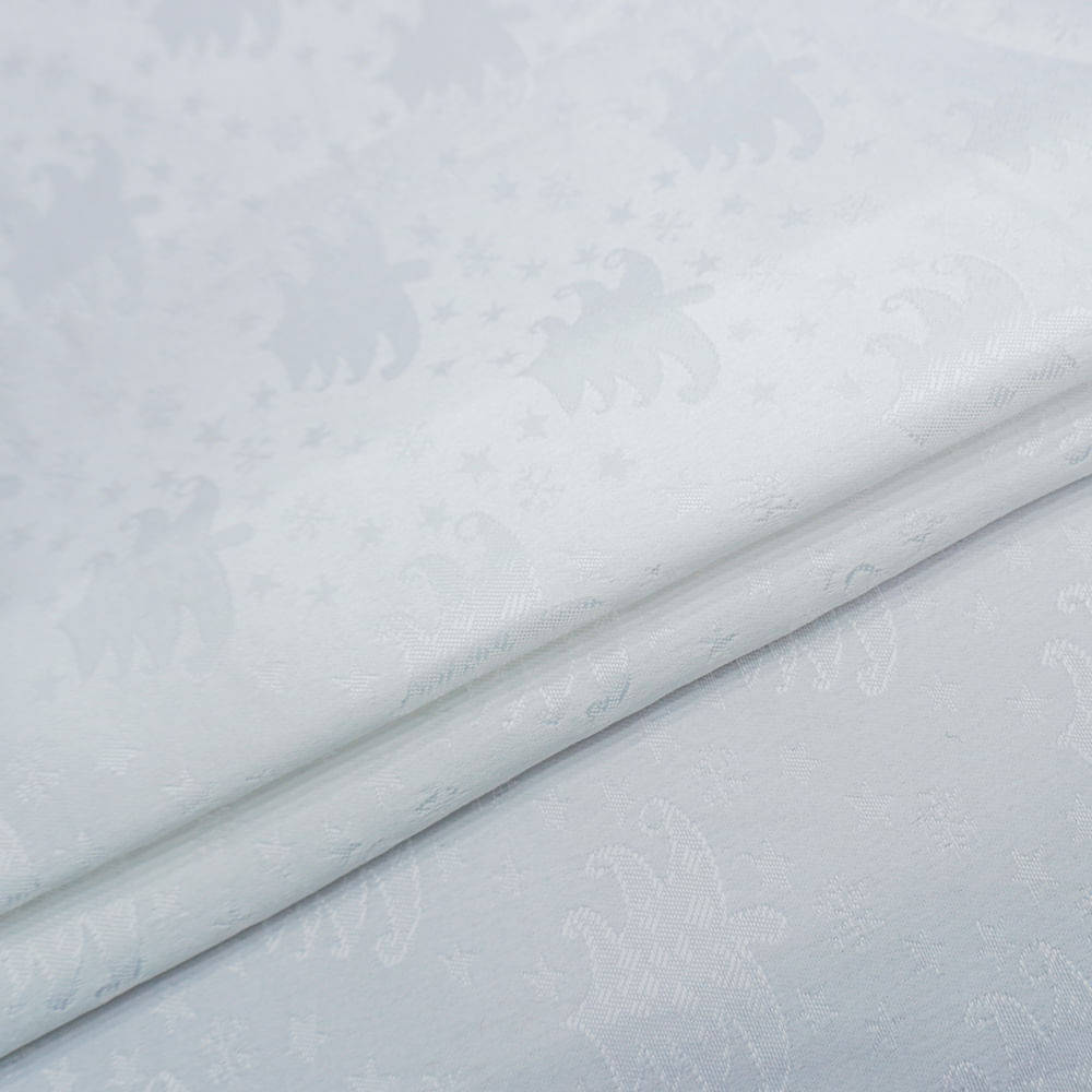 Tecido toalha de mesa jacquard damascado natalino off white