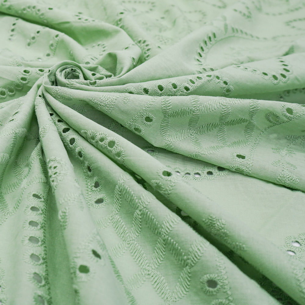 Tecido laise puro algodão verde menta
