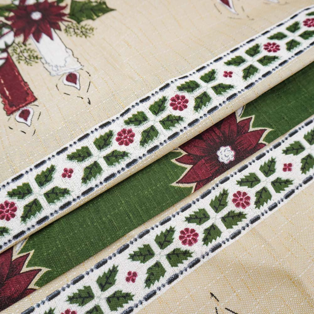 Tecido toalha de mesa textura de linho natalinho verde
